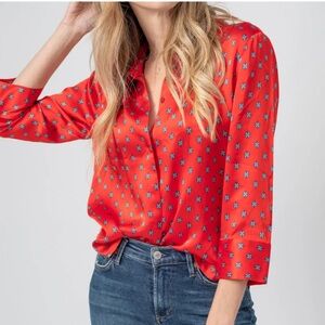 L'AGENCE Red Floral Blouse